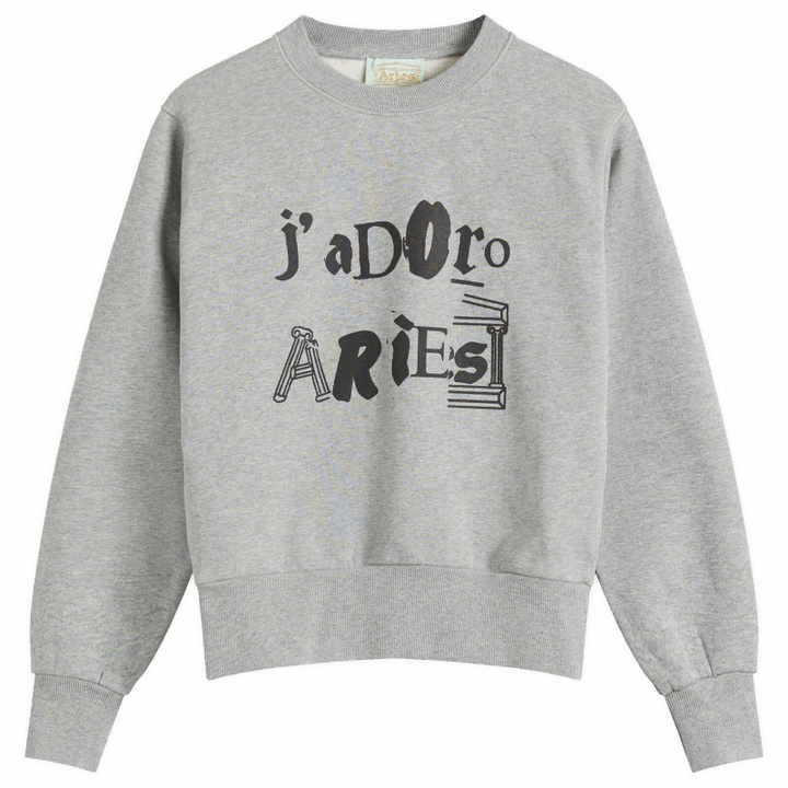 Photo: Aries Women's Baby Fit J'Adoro Sweatshirt in Grey Marl 