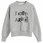 Aries Women's Baby Fit J'Adoro Sweatshirt in Grey Marl 