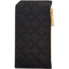Versace Black Greek Key Zip Card Holder
