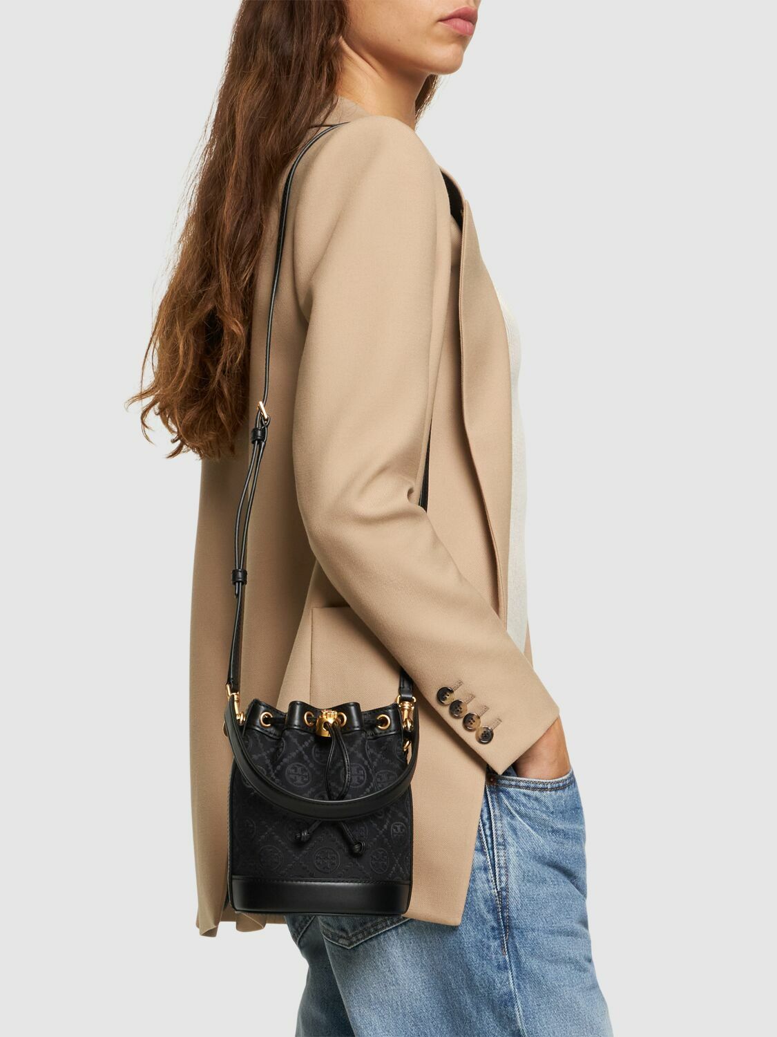 TORY BURCH Mini T Monogram Bucket Bag Tory Burch