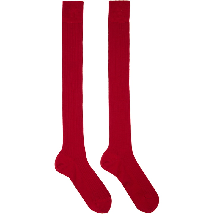 Photo: Jil Sander Red Ribbed Wool Socks
