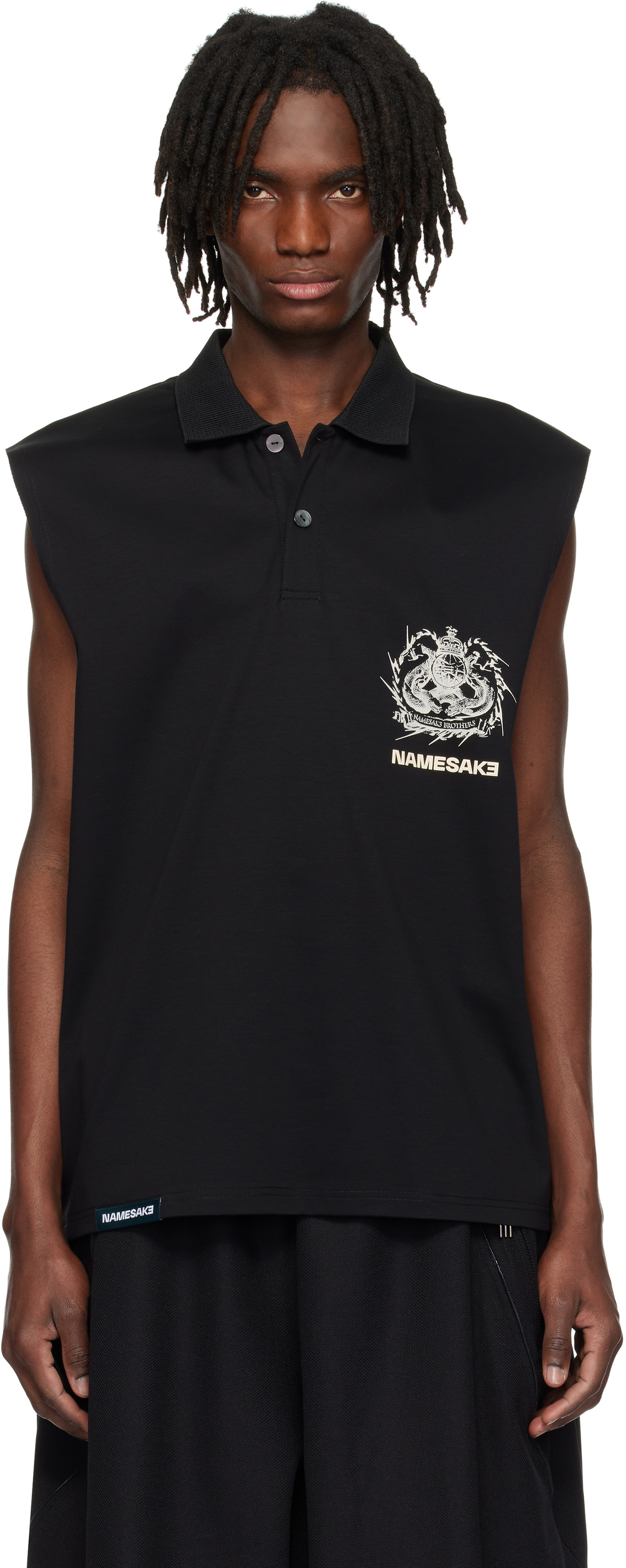 NAMESAKE Black Richard Muscle Polo