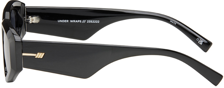Le Specs Under Wraps Oval Sunglasses in Black