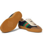 Gucci - JBG Webbing-Trimmed Leather and Suede Sneakers - Men - Navy