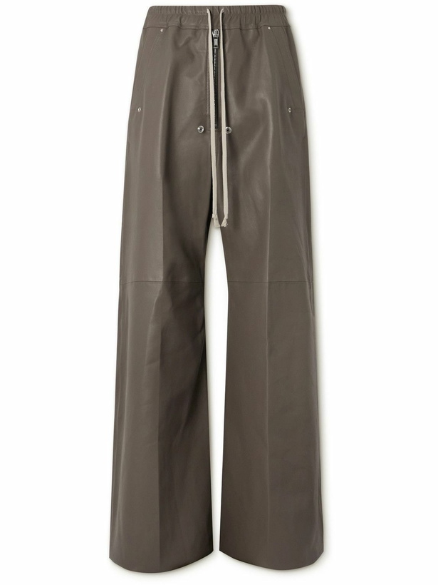 Photo: Rick Owens - Bela Wide-Leg Leather Drawstring Trousers - Brown