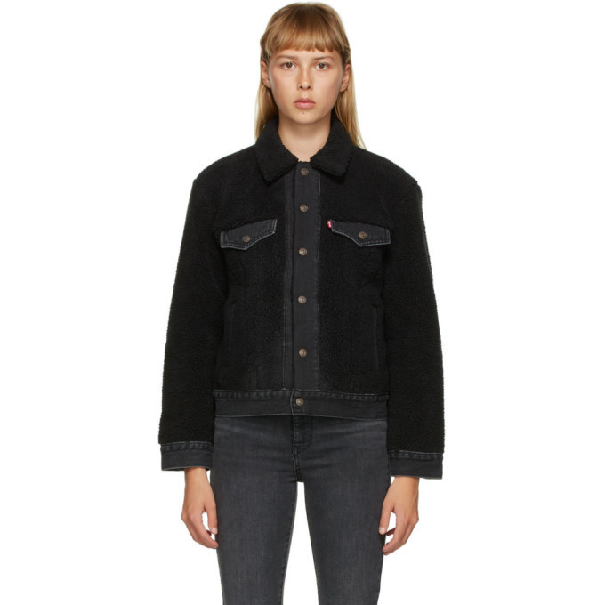 Levis Black Sherpa Ex Boyfriend Trucker Jacket Levis