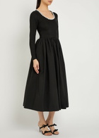 Sister Jane Forever Framed Embellished Jersey and Poplin Midi Dress Black