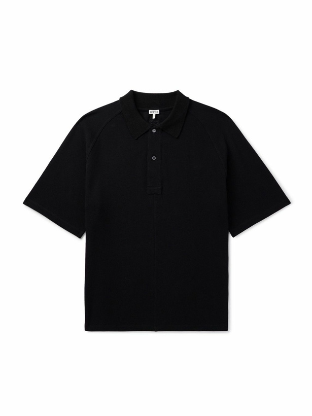 Photo: LOEWE - Logo-Embroiderd Cotton-Piqué Polo Shirt - Black