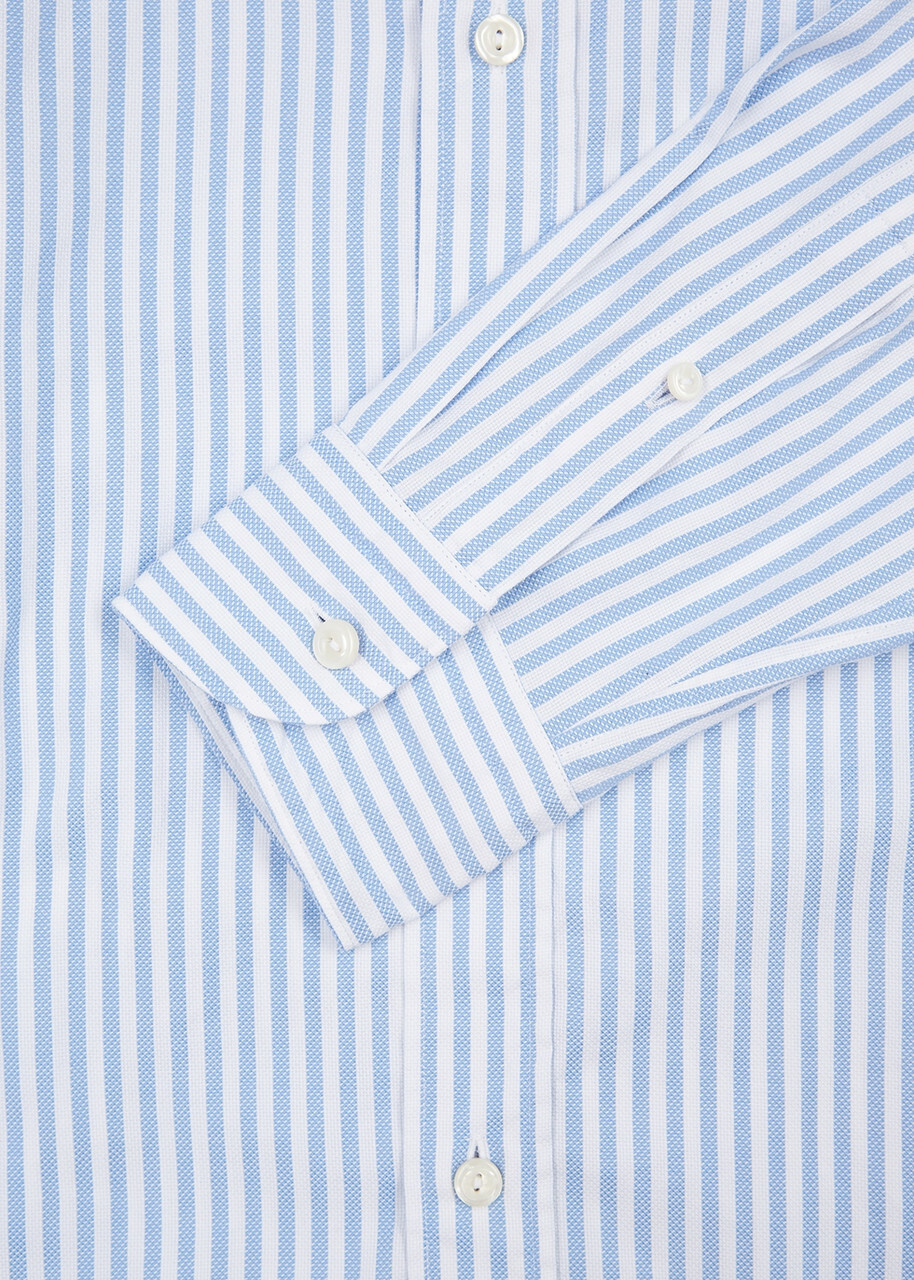 Eton Blue Striped Cotton Oxford Shirt