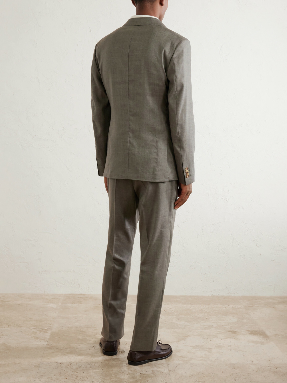 Mr P. - Double-Breasted Wool and Linen-Blend Suit Jacket - Green
