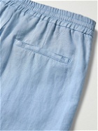 Canali - Slim-Fit Linen Drawstring Trousers - Blue