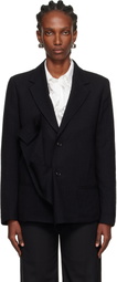 Y's Black O-Left Front Drape Blazer