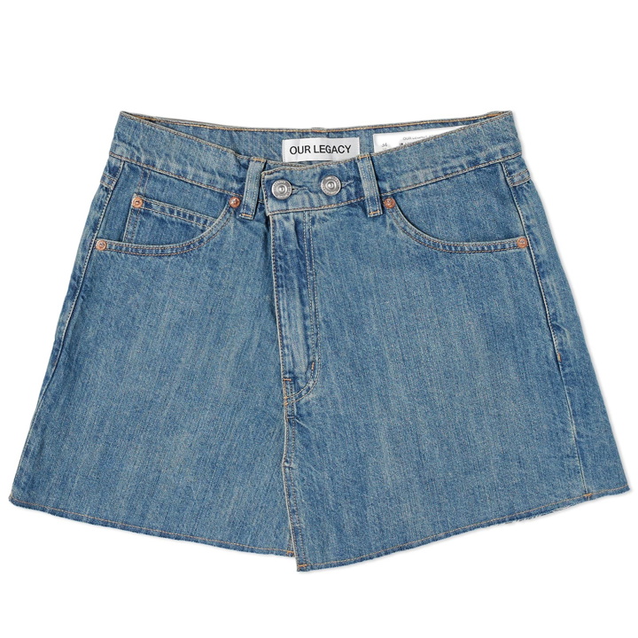 Photo: Our Legacy Women's Cover Denim Skirt in Mid Bla