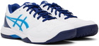 Asics White & Blue Gel-Dedicate 7 Sneakers