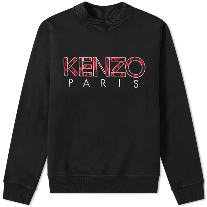 Photo: Kenzo Paris Logo Woven Crew Sweat Black & Red