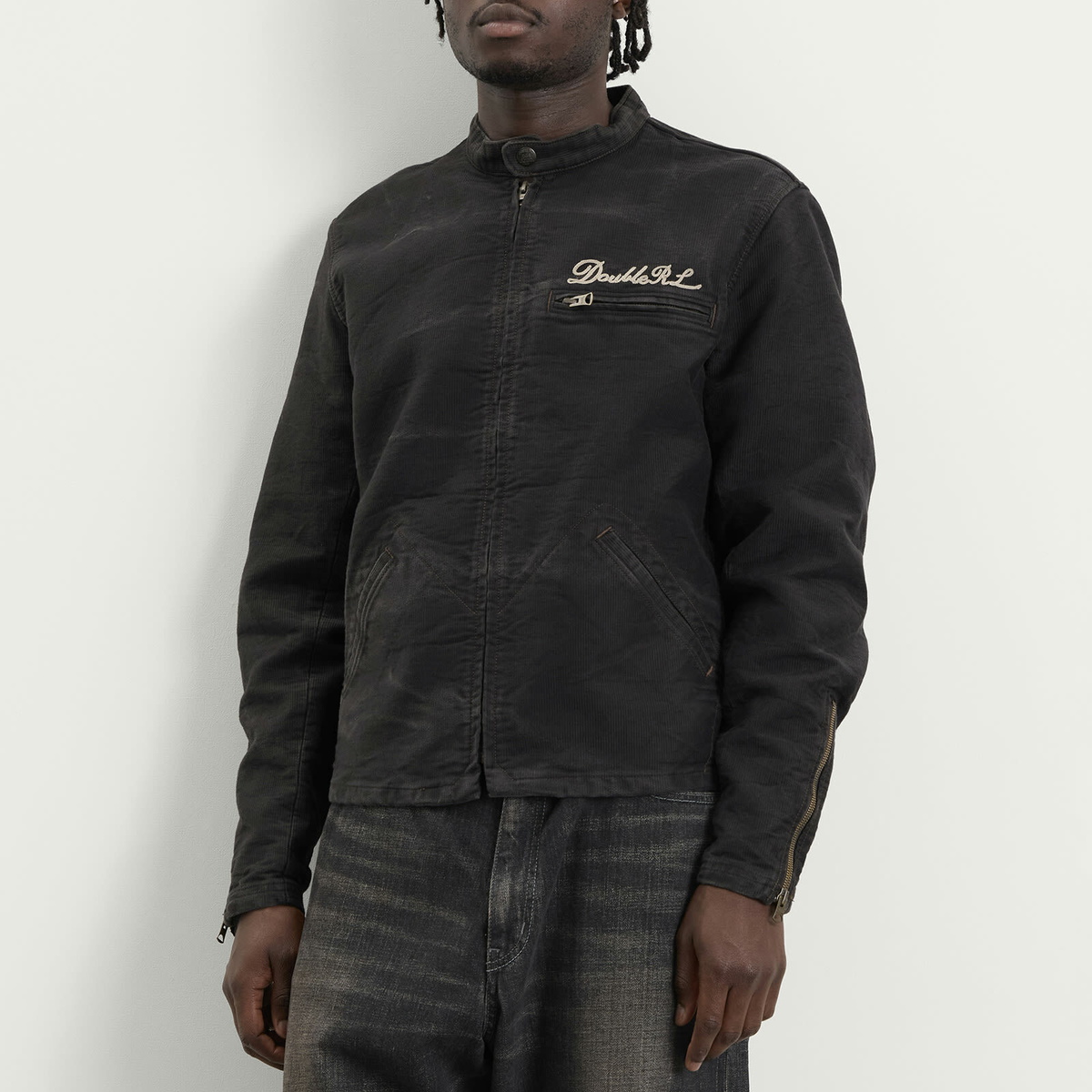 RRL Men's Moto Jacket in Vintage Black