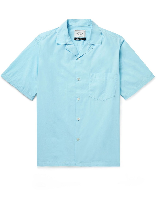 Photo: Portuguese Flannel - Dogtown Convertible-Collar Cotton-Poplin Shirt - Blue