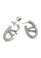 Valentino Garavani VLogo Crystal-embellished Hoop Earrings - Silver - One Size