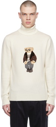 Ralph Lauren Purple Label Off-White Bear Patch Turtleneck