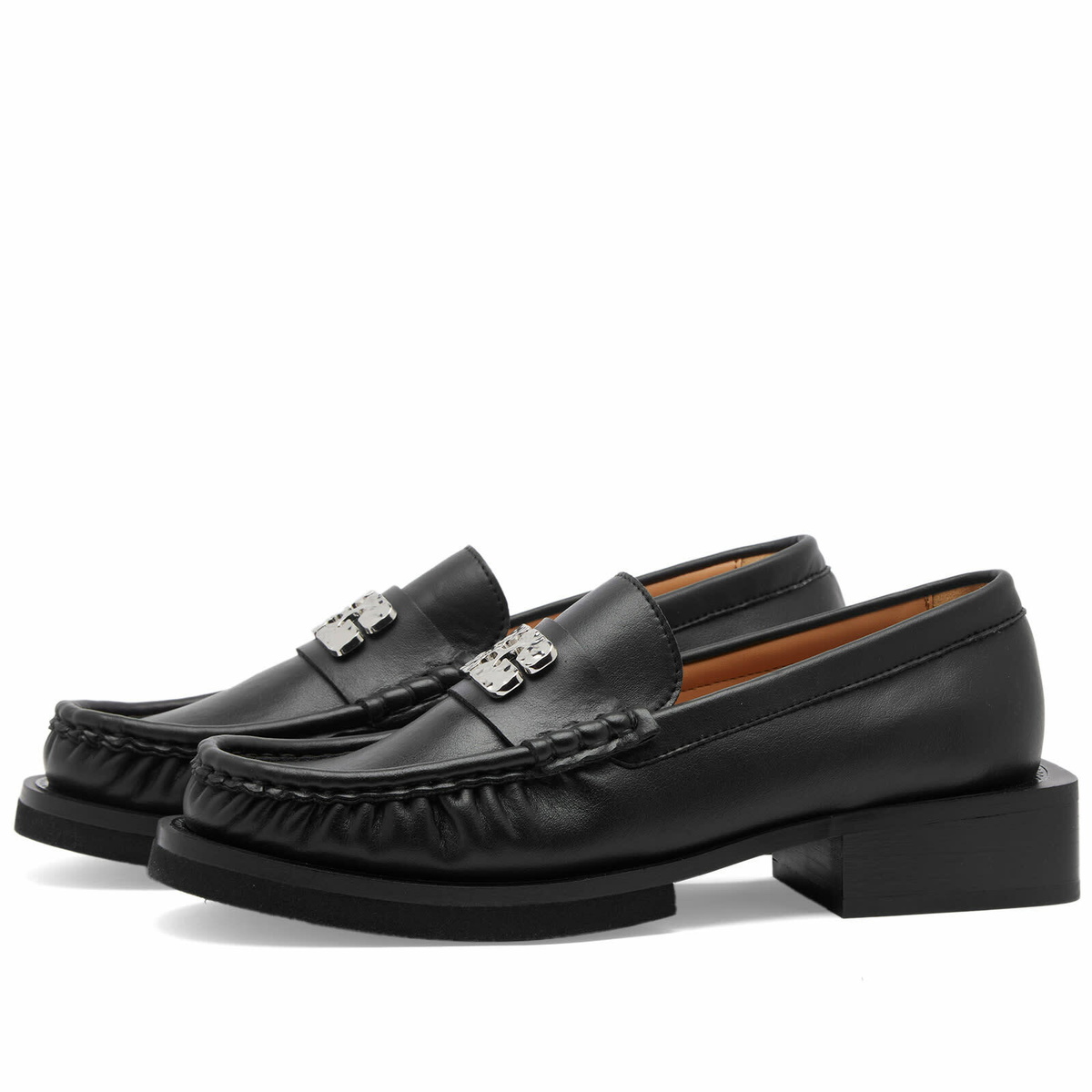 【関税込み】GANNI ブラック Butterfly Logo ローファー GANNI ガニー ローファー/Butterfly Logo Loafers【大きいサイズ