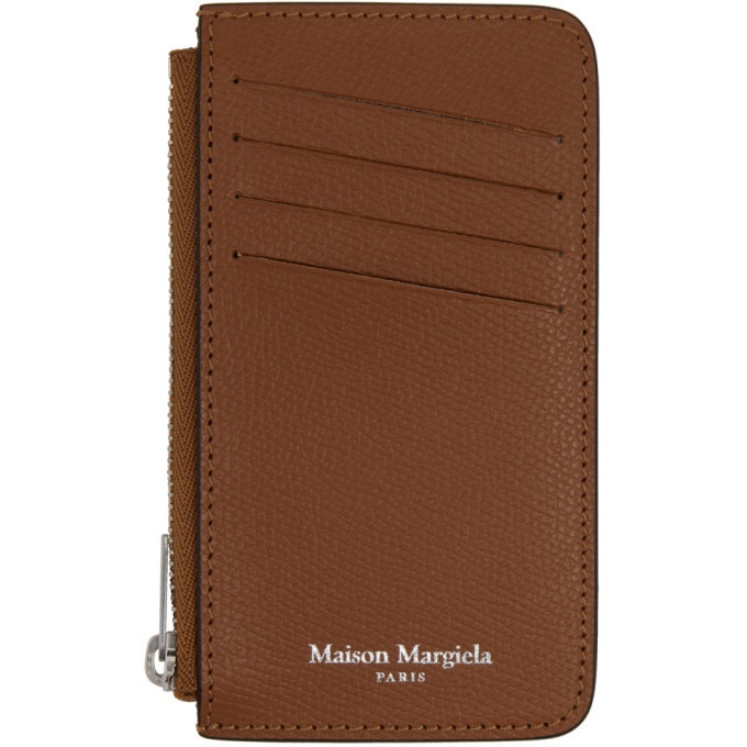 Photo: Maison Margiela Brown Four Stitch Zip Card Holder