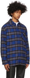 Acne Studios Blue Flannel Patch Shirt