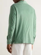 Zegna - Camp-Collar Cotton and Silk-Blend Terry Shirt - Green