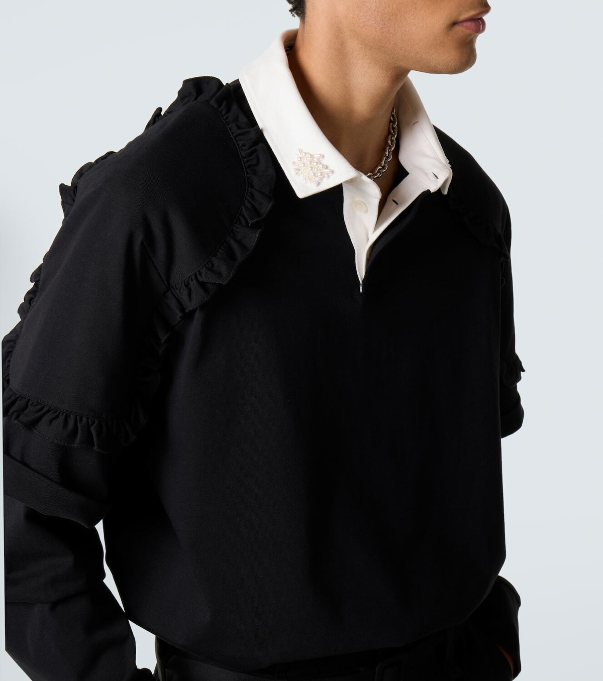Simone Rocha Layered ruffled cotton jersey polo shirt