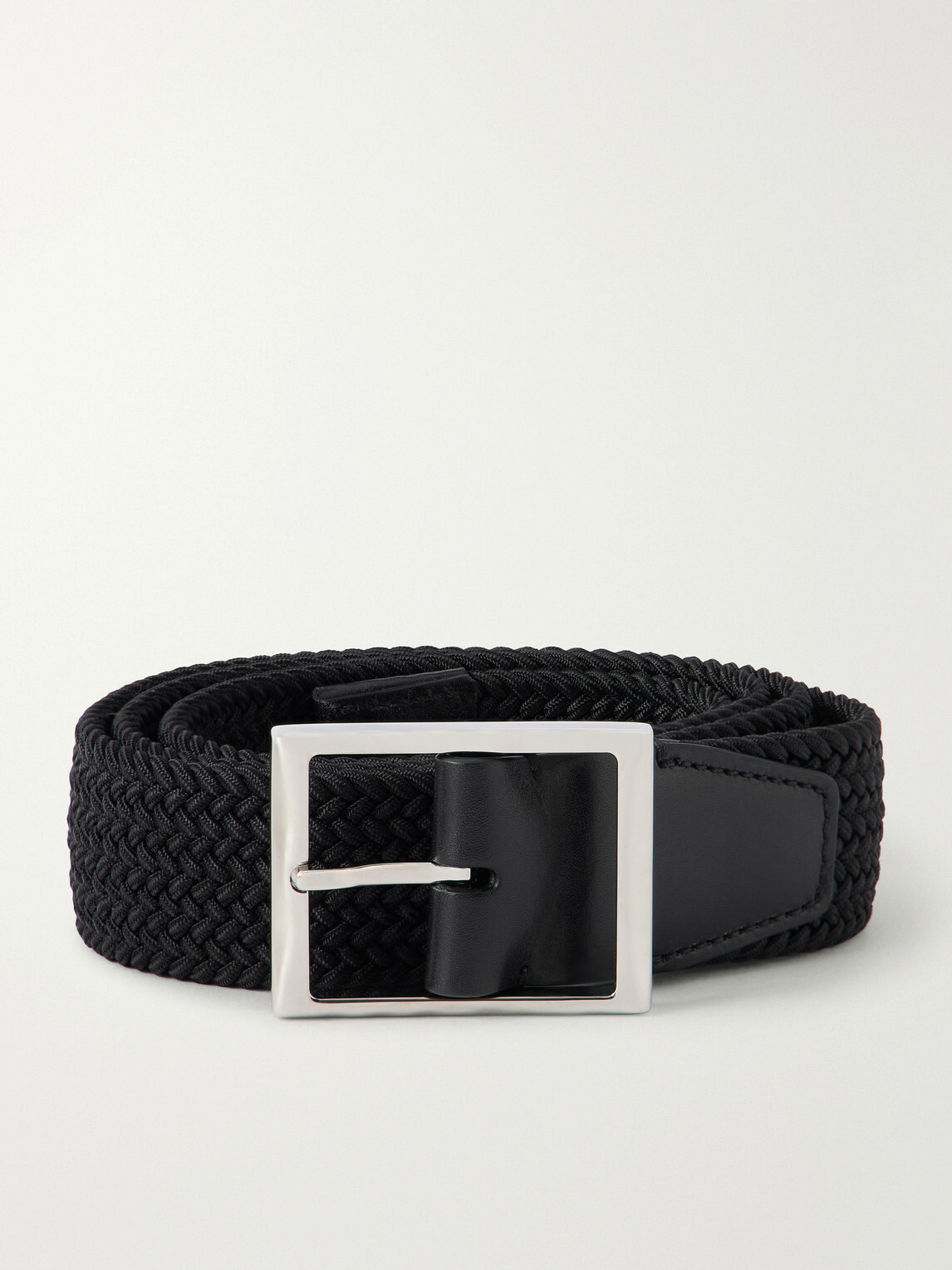 Berluti - 3.8cm Leather-Trimmed Braided Belt - Black