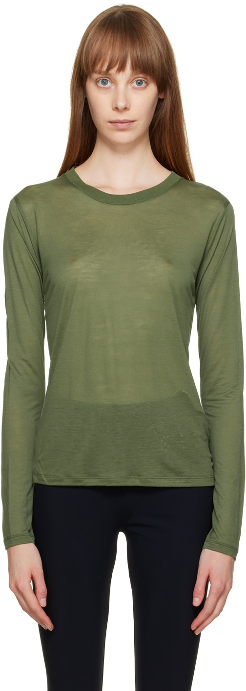 Baserange Green Crewneck Long Sleeve T-Shirt Baserange