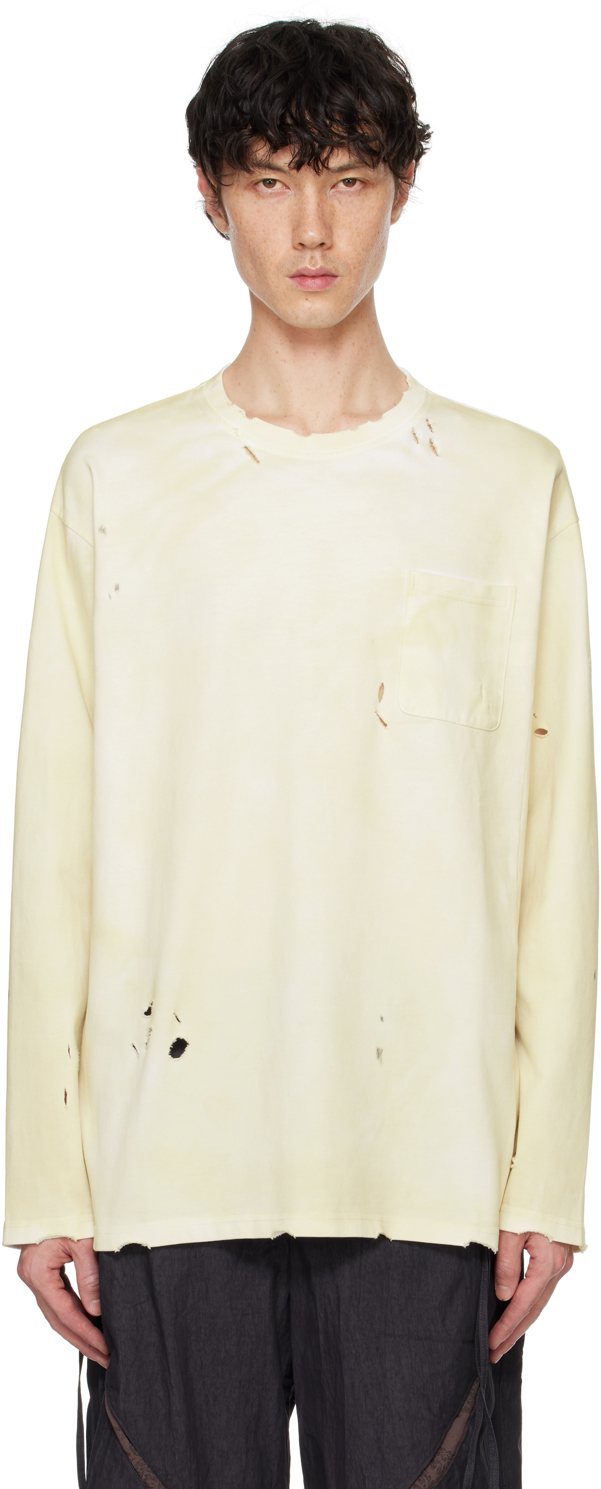 Professor.E Beige Destroyed T-shirt