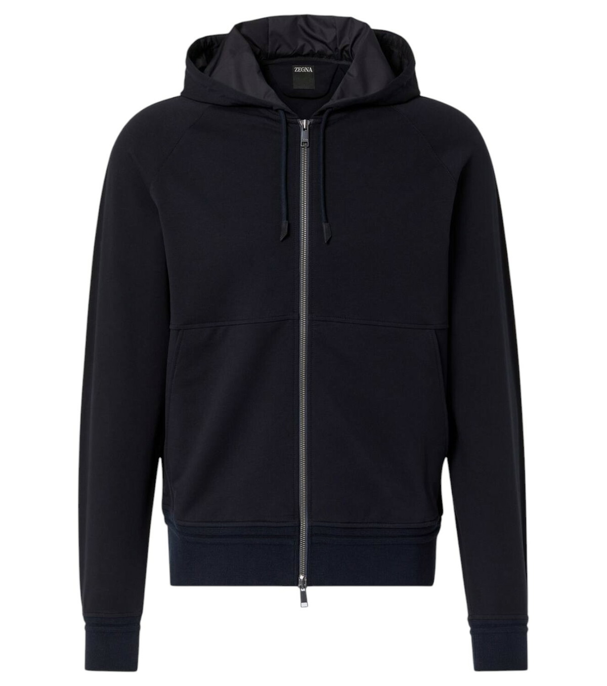 パーカー・フーディ ERMENEGILDO ZEGNA Men Hoodies N6MH01940 001 Black Zegna - Stretch-Cotton Jersey Zip-Up Hoodie - Black Zegna