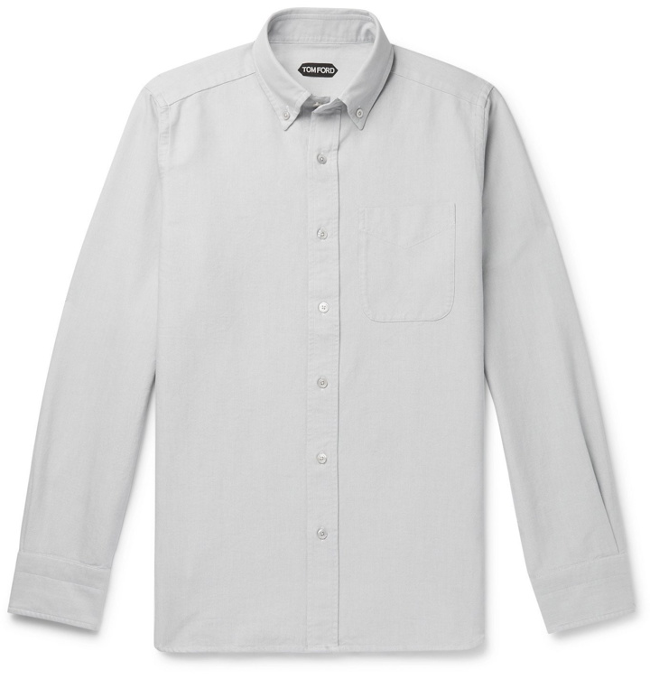 Photo: TOM FORD - Button-Down Collar Cotton-Poplin Shirt - Gray