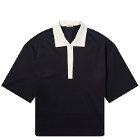 Moncler Women's Contrast Collar Polo Shirt Top in Blue