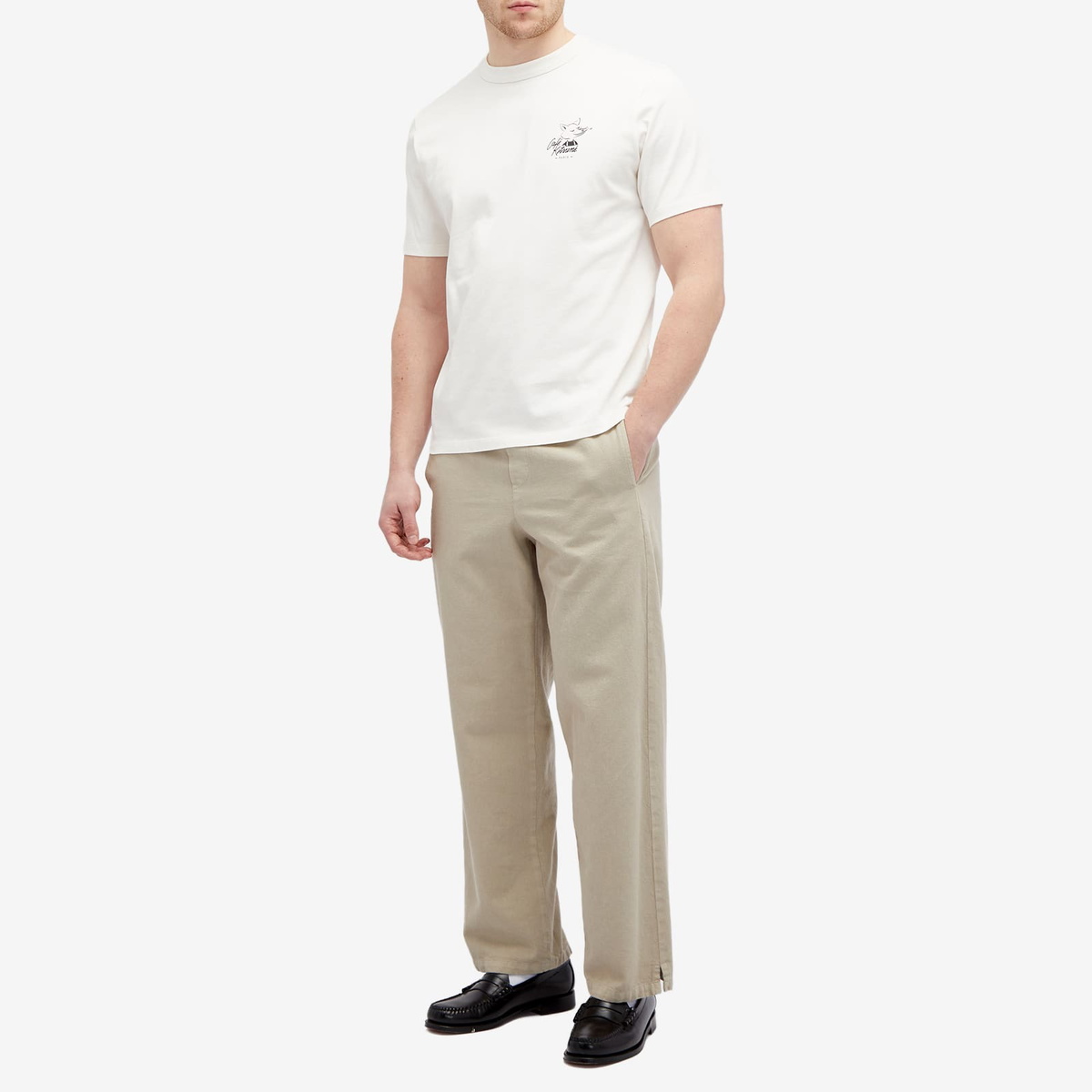 Cafe Kitsune Men's Café Kitsune Fox Relax T-Shirt in Tapioca