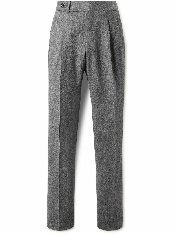 Photo: Purdey - Straight-Leg Pleated Wool-Flannel Trousers - Gray