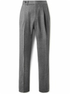 Purdey - Straight-Leg Pleated Wool-Flannel Trousers - Gray
