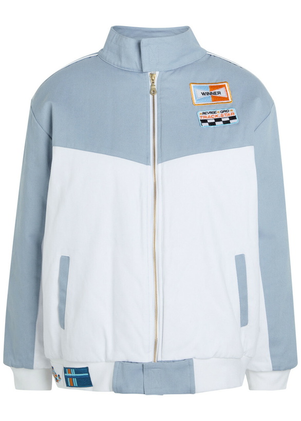 Photo: AN-Y1 Formula Appliquéd Padded Cotton Bomber Jacket Blue And White