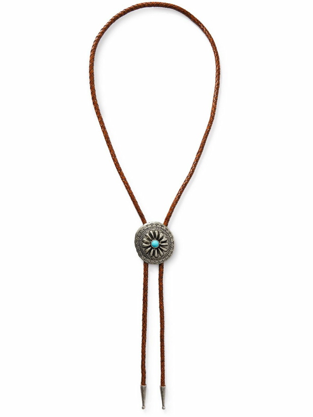 Photo: Nudie Jeans - Nisse Leather, Silver-Tone and Turquoise Bolo Tie