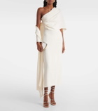 Marmar Halim Caped one-shoulder silk crêpe cocktail dress