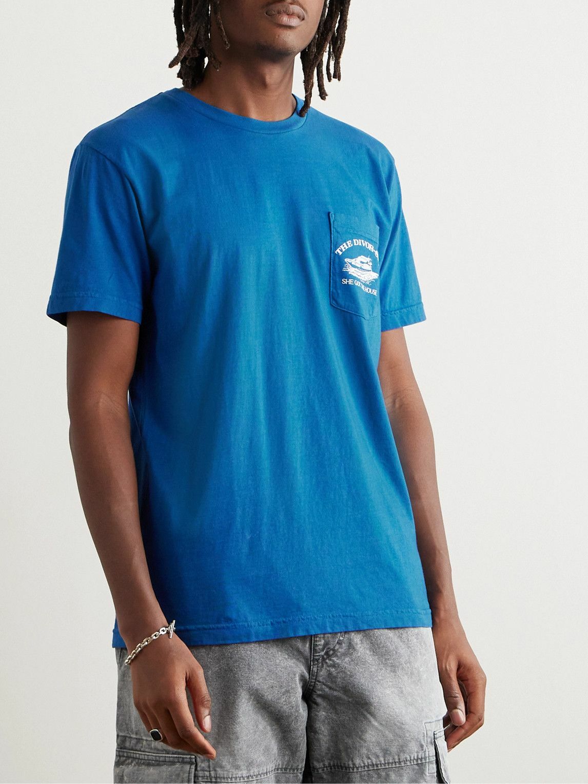Local Authority LA - Divorsea Printed Cotton-Jersey T-Shirt - Blue