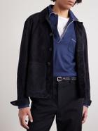 TOM FORD - Piped Silk and Cotton-Blend Piqué Polo Shirt - Blue