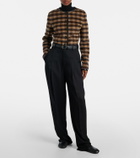 Proenza Schouler Checked leather-trimmed wool-blend jacket
