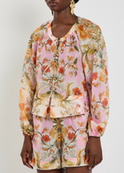 Borgo DE Nor Henri Floral-print Ramie Blouse Purple