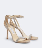 Jimmy Choo Moza crystal-embellished suede sandals