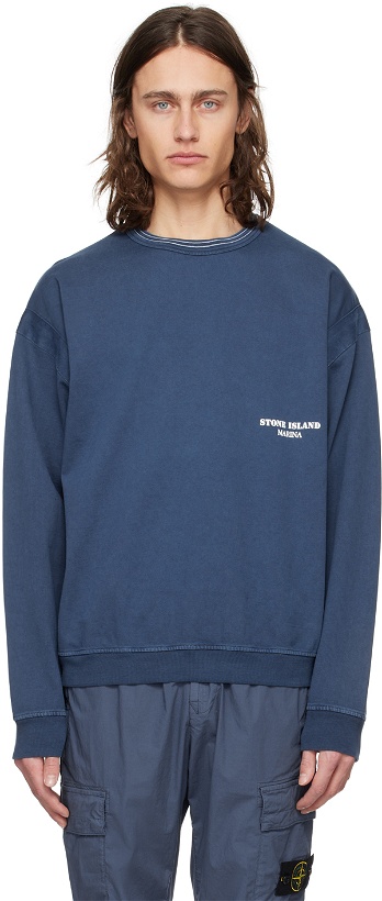 Photo: Stone Island Blue 'Marina' Long Sleeve T-Shirt