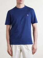 Brunello Cucinelli - Layered Logo-Print Cotton-Jersey T-Shirt - Blue