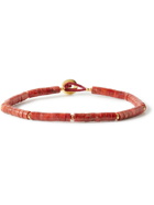 Mikia - Coral and Gold-Plated Beaded Bracelet - Red