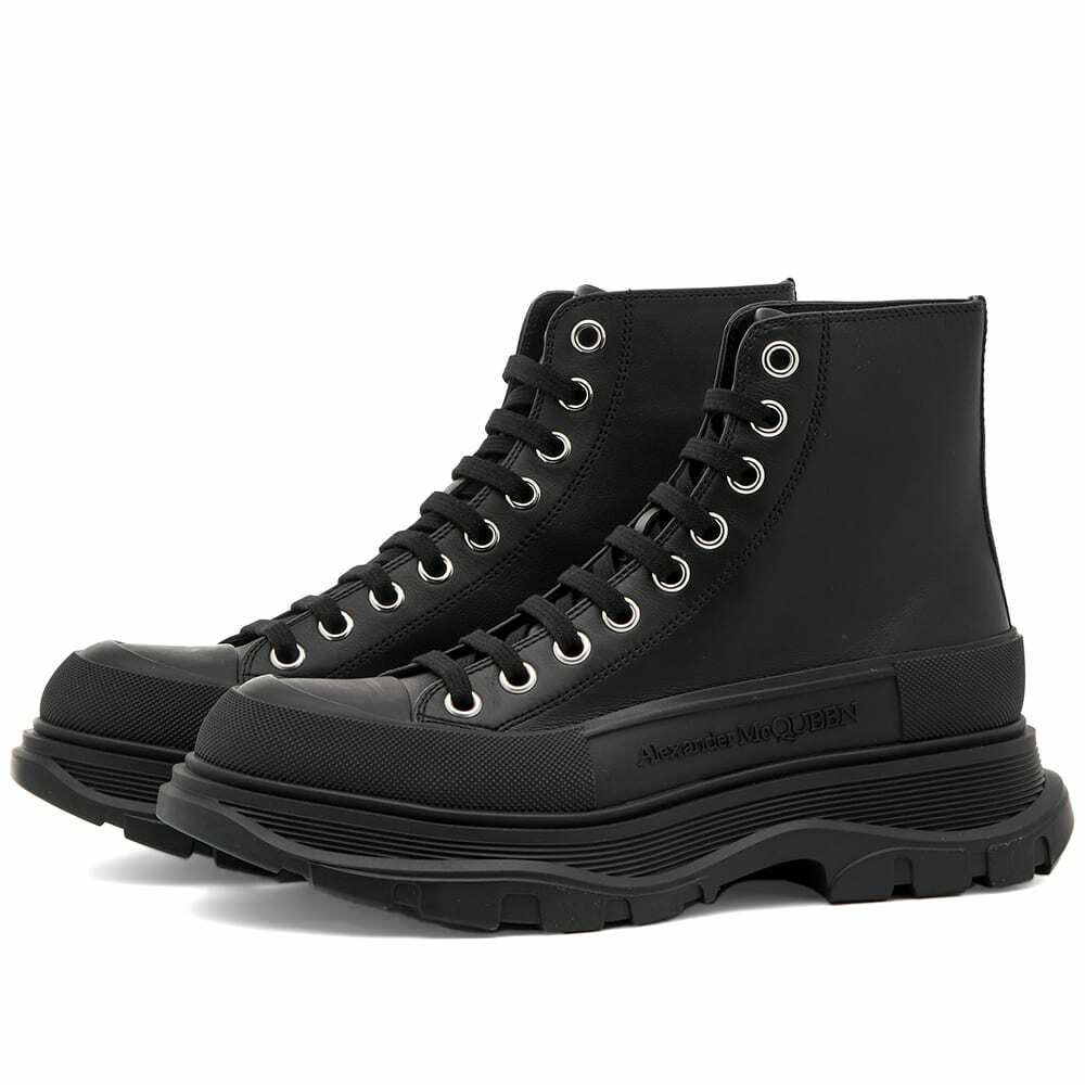 ★Alexander Mcqueen★Women's Tread Slick Boot in Black★ Alexander McQueen Women's Tread Slick Leather Boot Sneakers