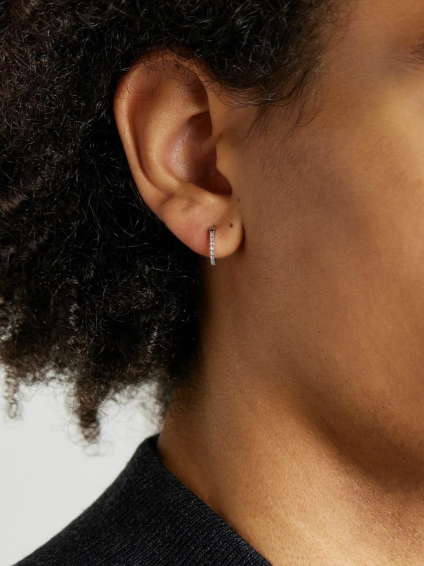 Photo: KOLOURS JEWELRY - Luna Spectra Small White Gold Diamond Single Hoop Earring